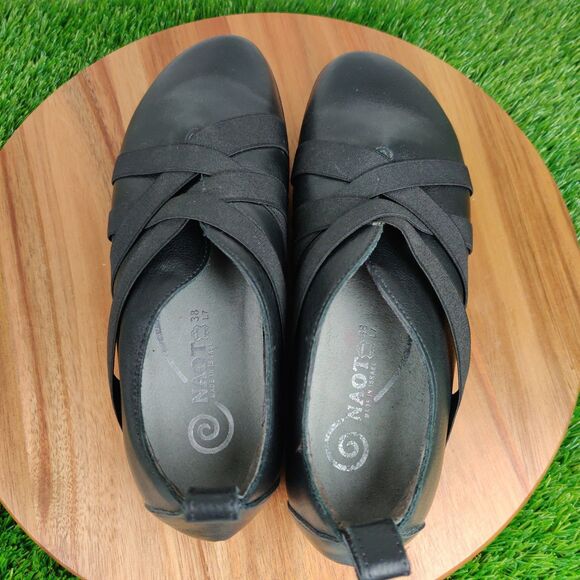 Naot Apera Soft Black Leather Women’s Size 7/EU 38 Slip On Elastic Strap Loafers - Picture 7 of 12